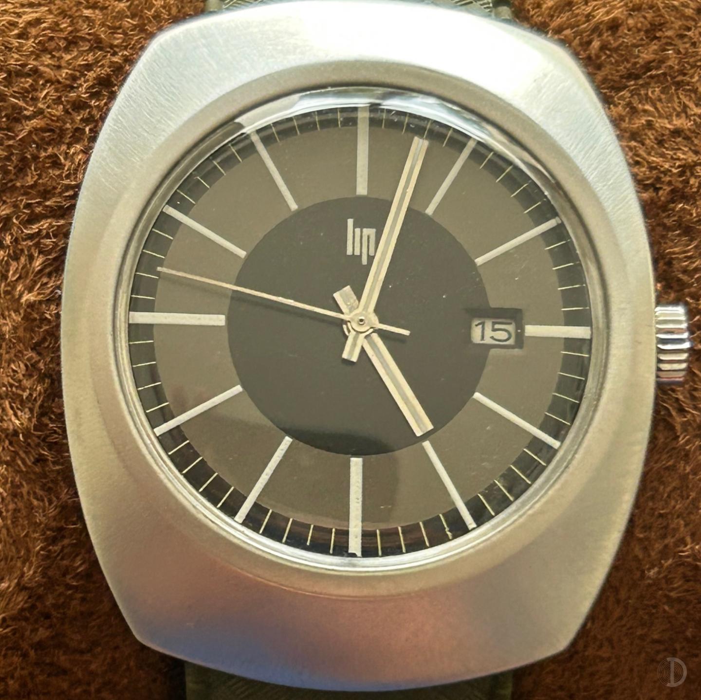 Montre Vintage LIP Sport Type Plongée - 38mm, Trotteuse, étanche 30m - Acier Inoxydable - Occasion